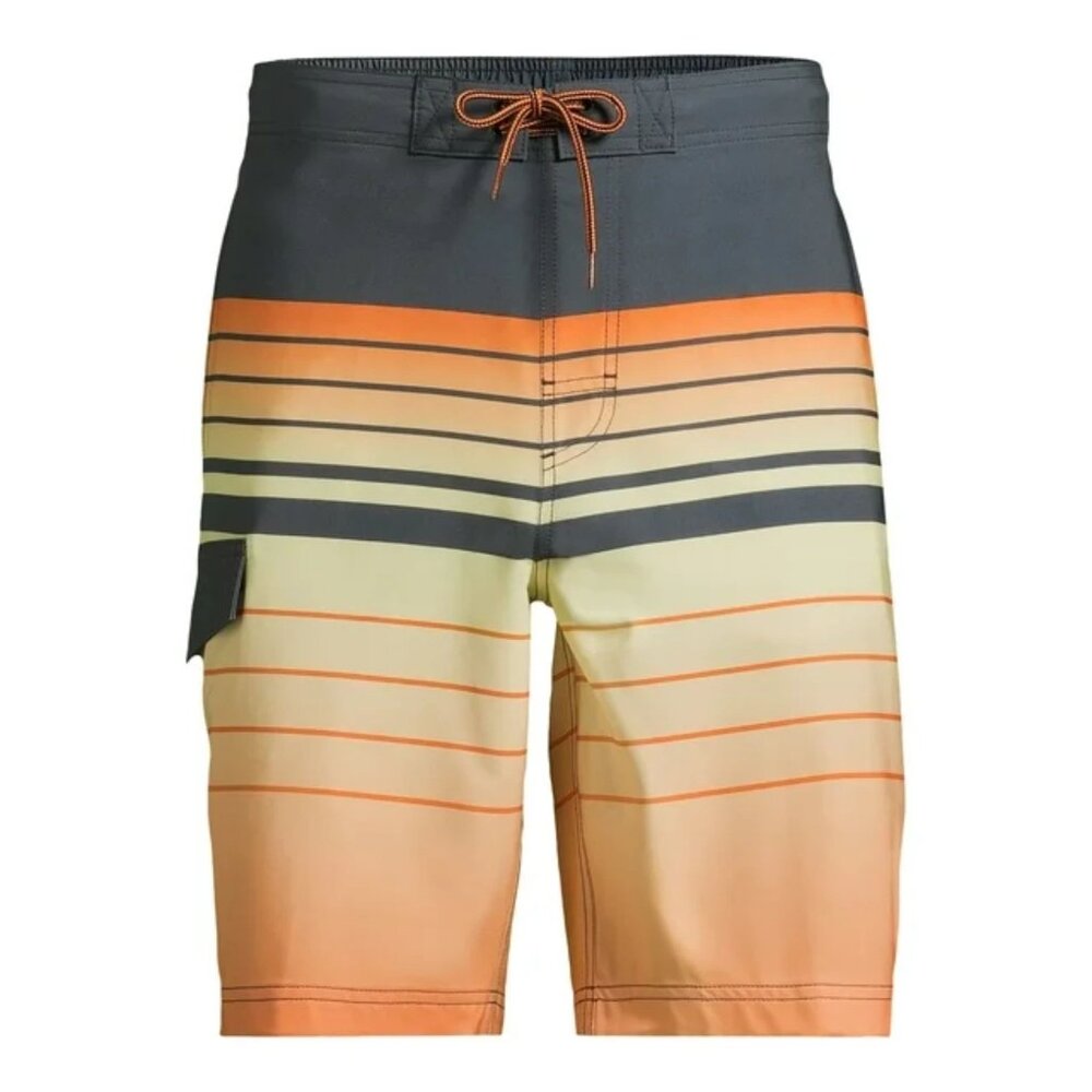 Striped Elastic Waist Men's S Board Shorts Swim Trunks 9 Inch Inseam NEW